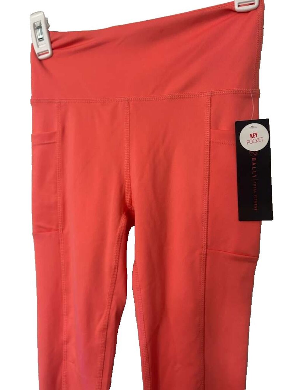 Bally High Rise Key side Pockets Leggings Womens Small Sugar Coral Workout New - Picture 2 of 6